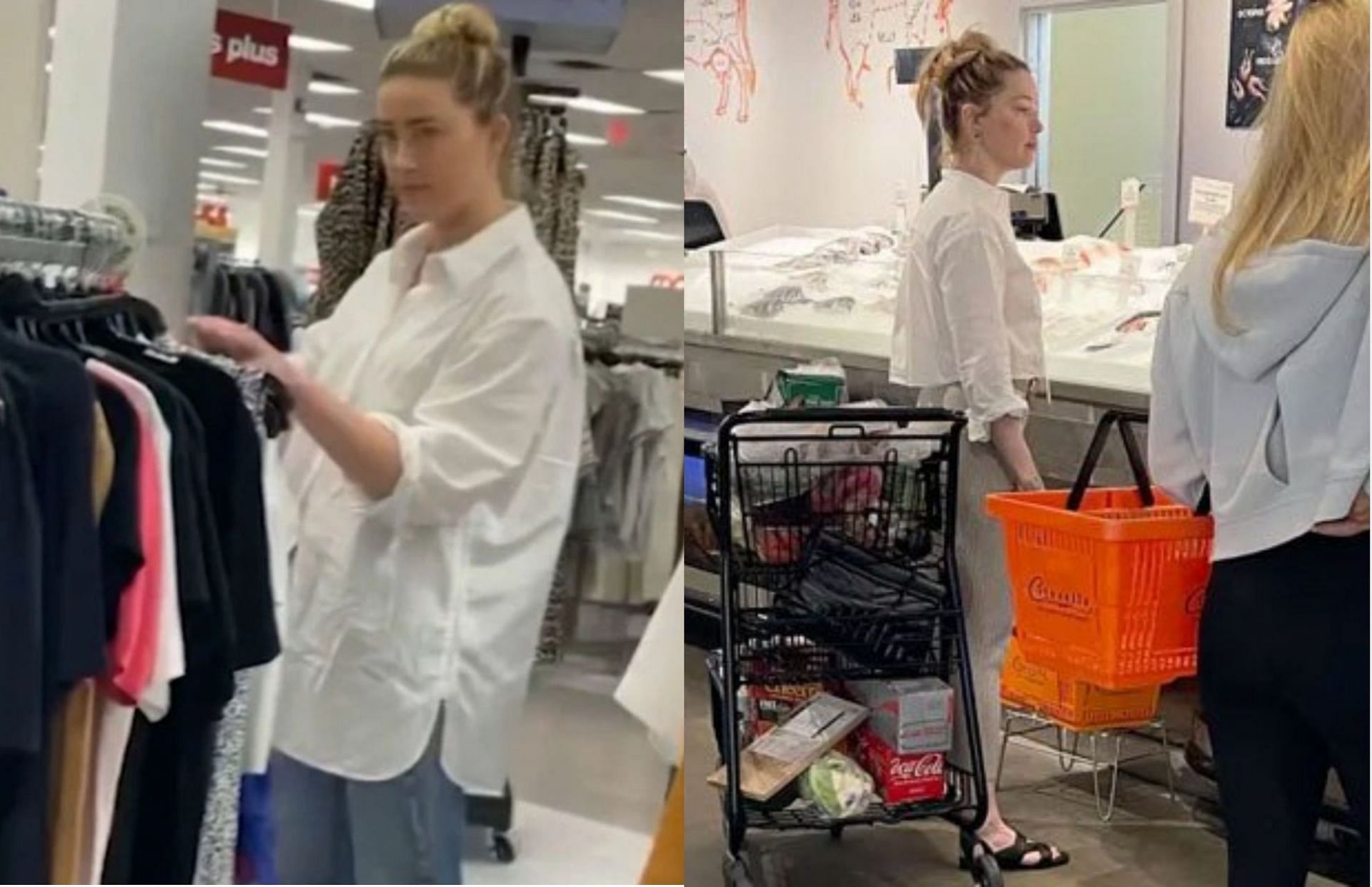 Amber Heard was recently seen grocery shopping in Southampton (Image via Arwen Sparrow/Twitter and Toufaani/Twitter)