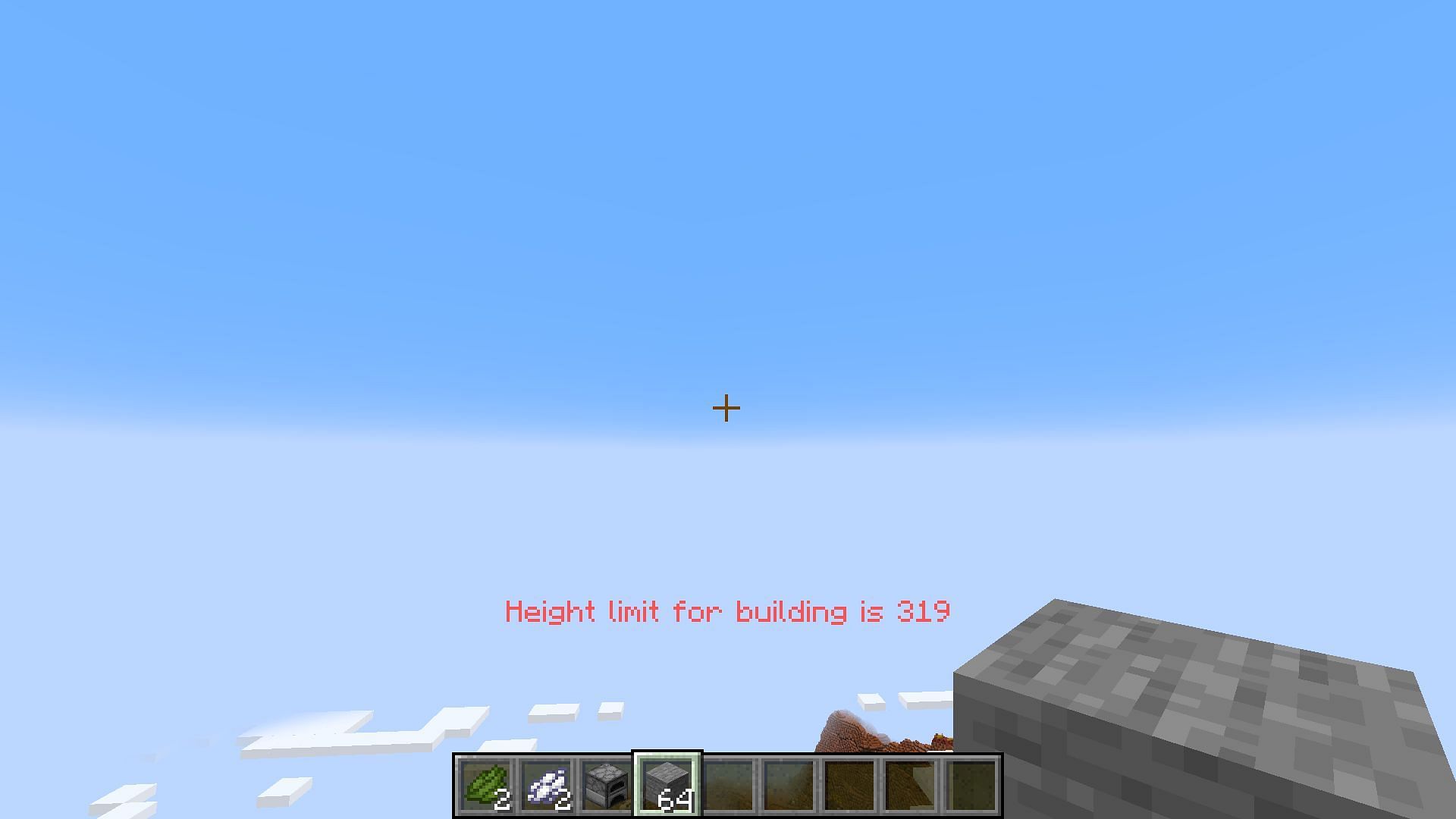Players cannot build higher than Y level 319, even in creative mode (Image via Minecraft 1.19)