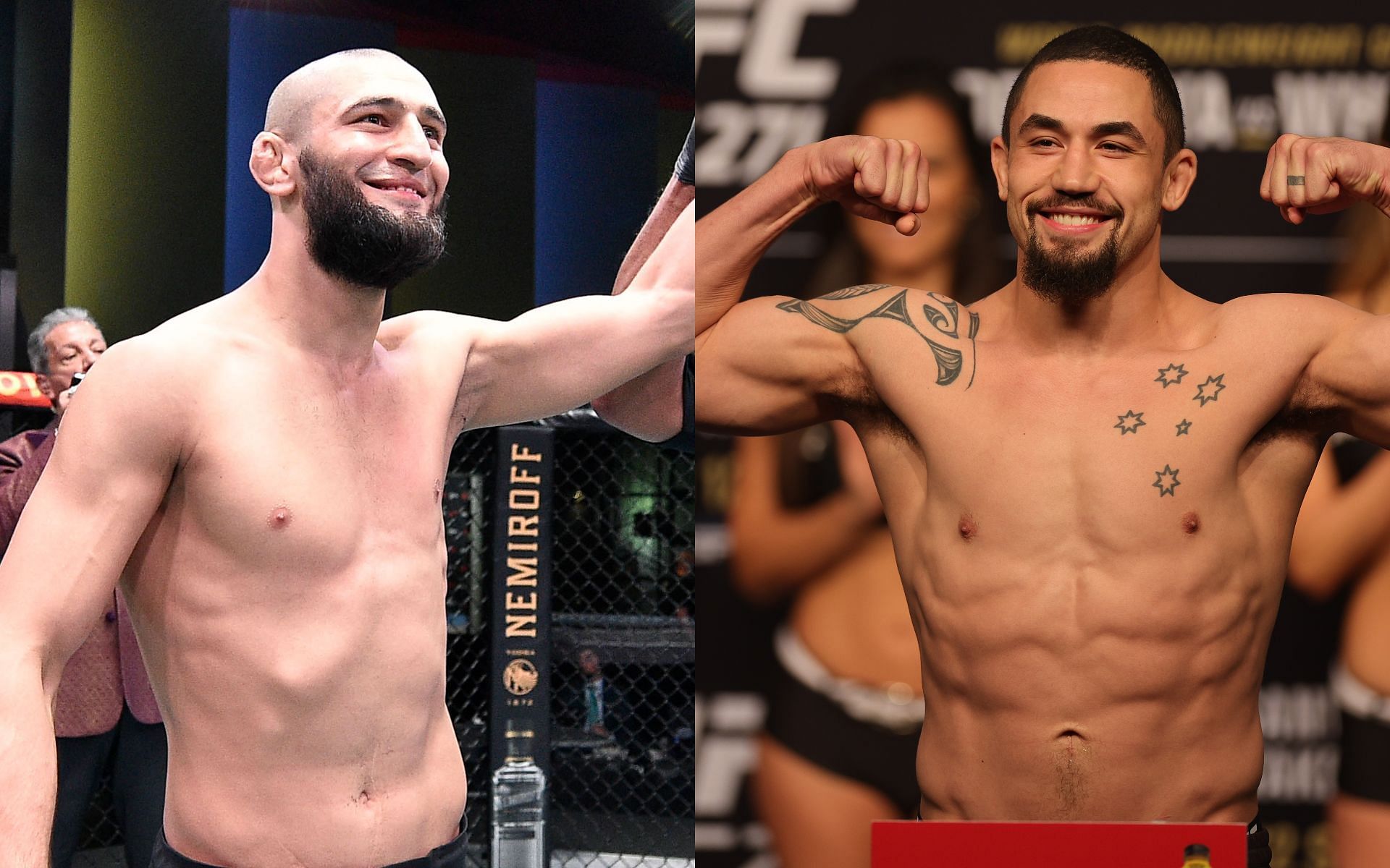 Khamzat Chimaev (left) and Robert Whittaker (right) (Images via Getty)