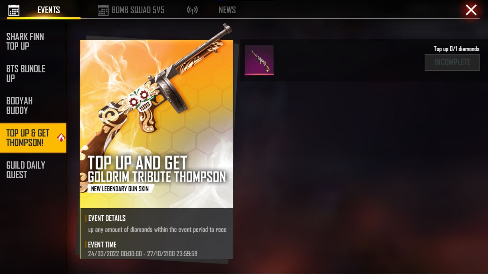 Users will receive a permanent gun skin on their first top-up in Free Fire MAX (Image via Garena)