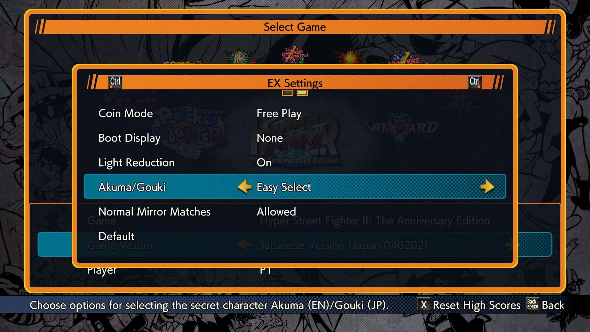 There are quite a few settings that can be adjusted in Capcom Fighting Collection in each game (Image via Capcom)