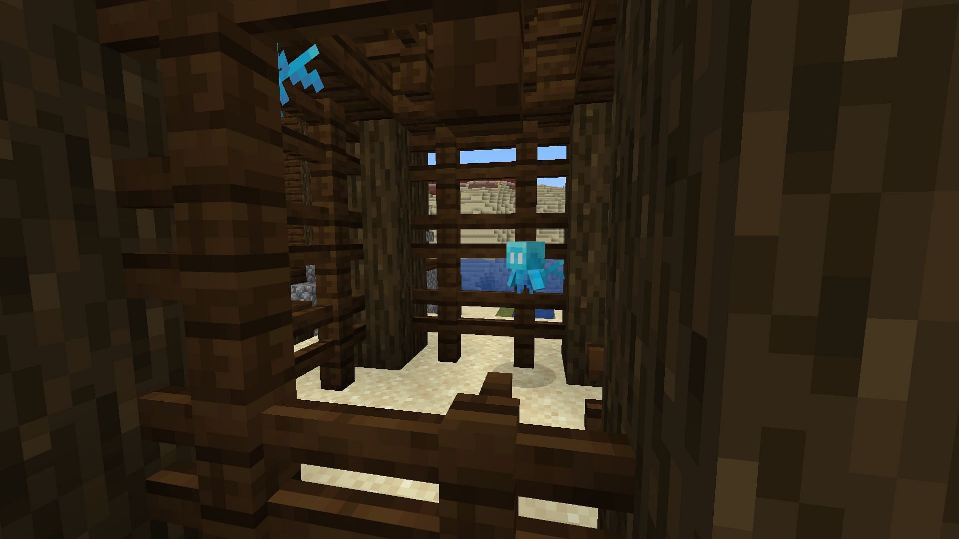 Allays stuck in Pillager Outpost wooden cell (Image via Mojang)
