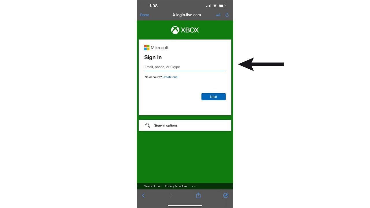Sign in with your Xbox/Microsoft account or create one (Image via Sportskeeda/Xbox)