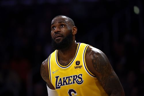 LeBron James of the LA Lakers looks on during a game