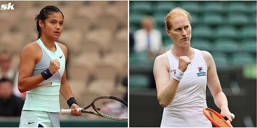 Emma Raducanu (L) and Alison Van Uytvanck.