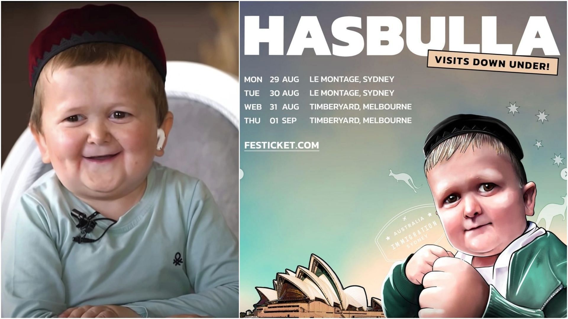 The Russian social media star from Dagestan would like to meet Kangaroos when he tours Down Under in August and September (Images via Instagram/@hasbulla)