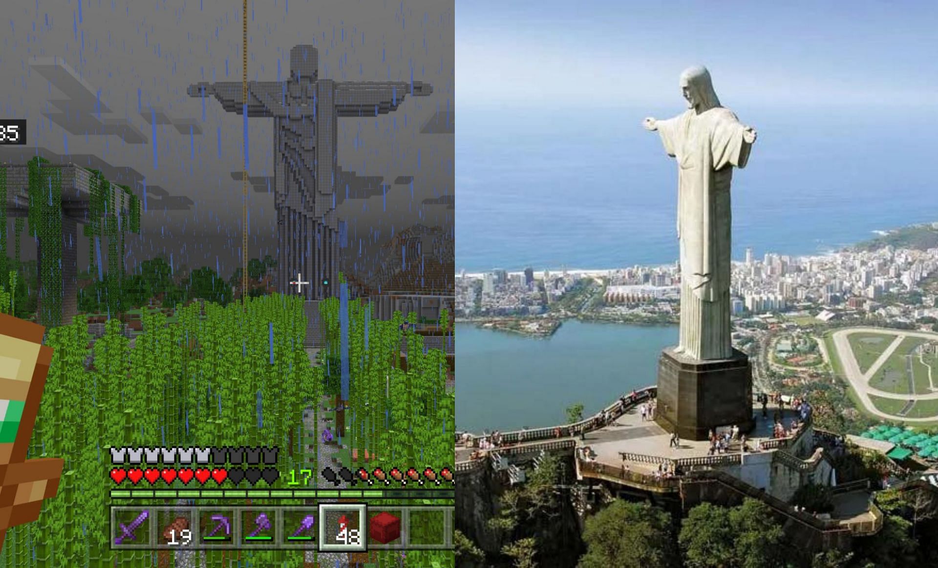 Christ the Redeemer (Images via u/waffel-and-a-pancake on Reddit and Encyclopedia Britannica)