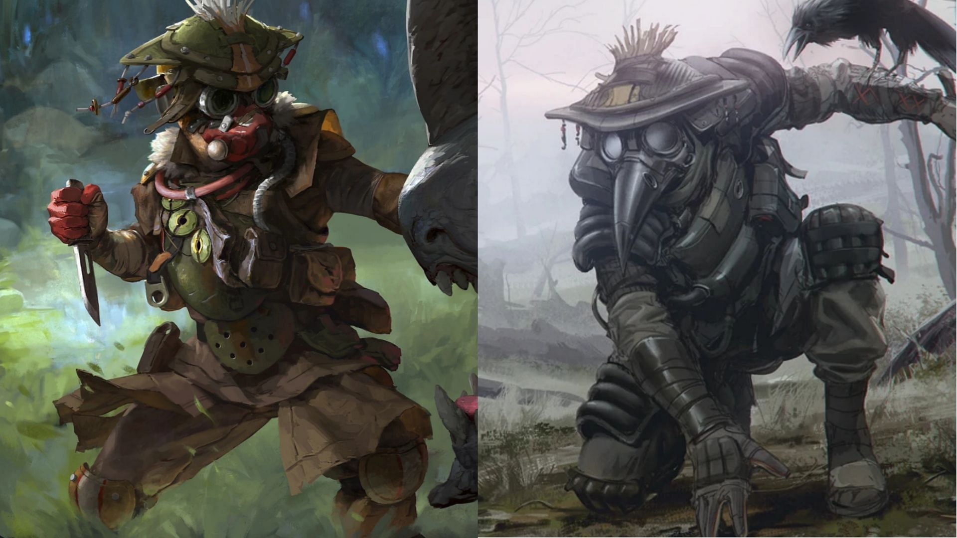 Bloodhound original (left) and the legendary Plague Doctor skin (Image via EA)