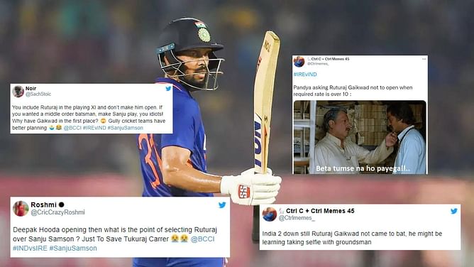 "Ruturaj Gaikwad India's new finisher?"- Fans troll opener as he was not needed with the bat in 1st T20I vs IRE