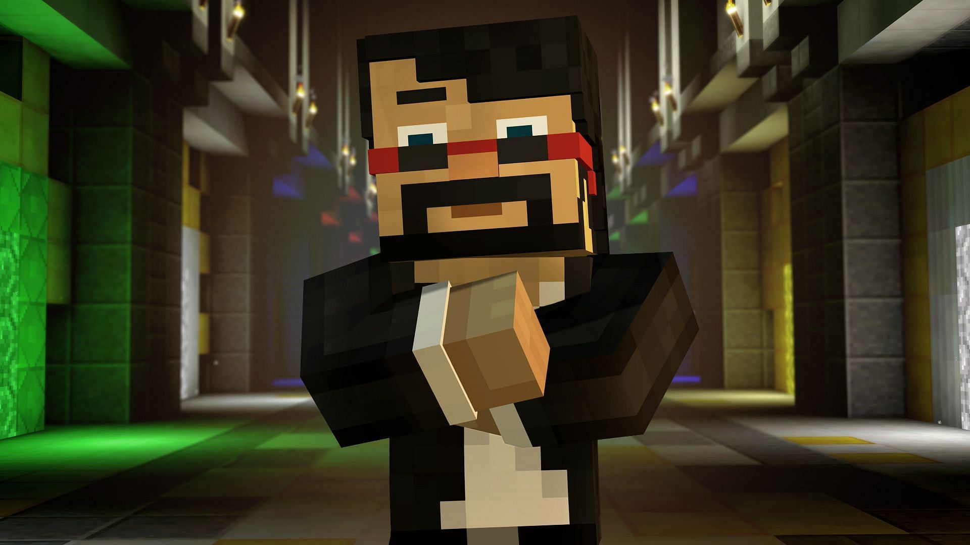 Captainsparklez&#039;s skin as seen in Minecraft Story Mode (Image via Minecraft Story Mode)