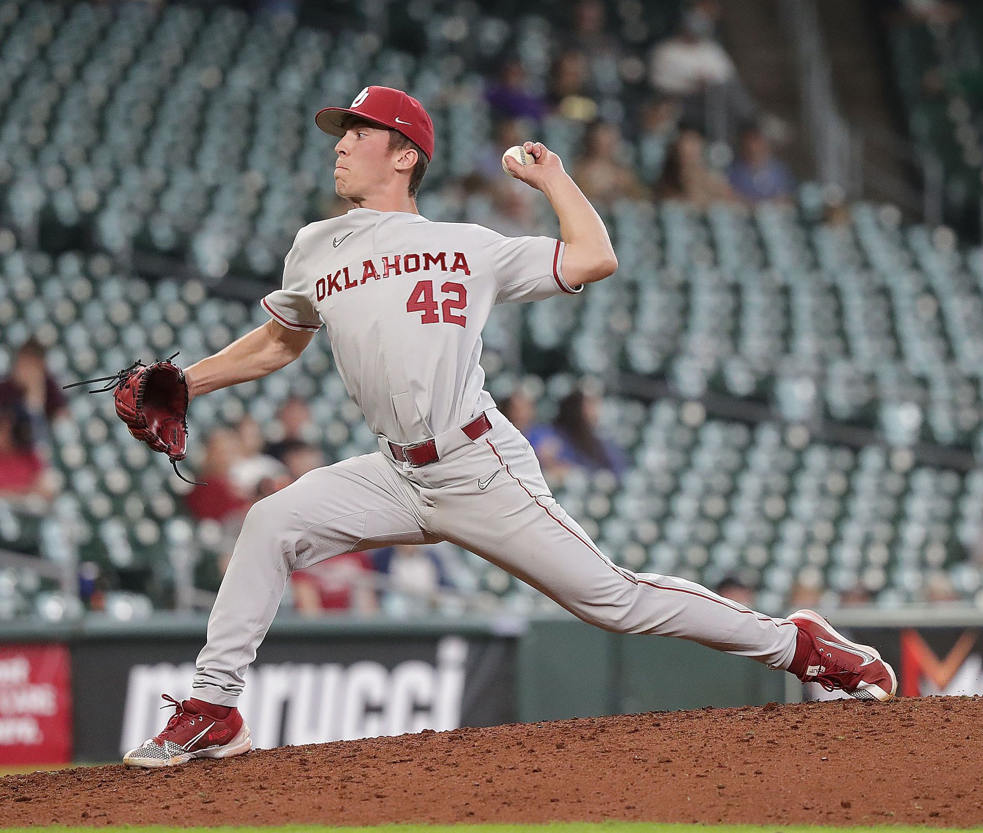 Lefty Luc Fladda pitches for OU in the Shriners Children&#039;s College Classic.