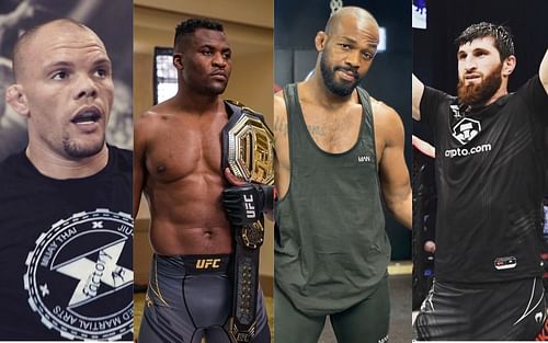 (L-R) Anthony Smith, Francis Ngannou, Jon Jones, Magomed Ankalaev [Images courtesy: @lionheartasmith, @francisngannou, @jonnybones, and @ankalaev_magomed via Instagram]