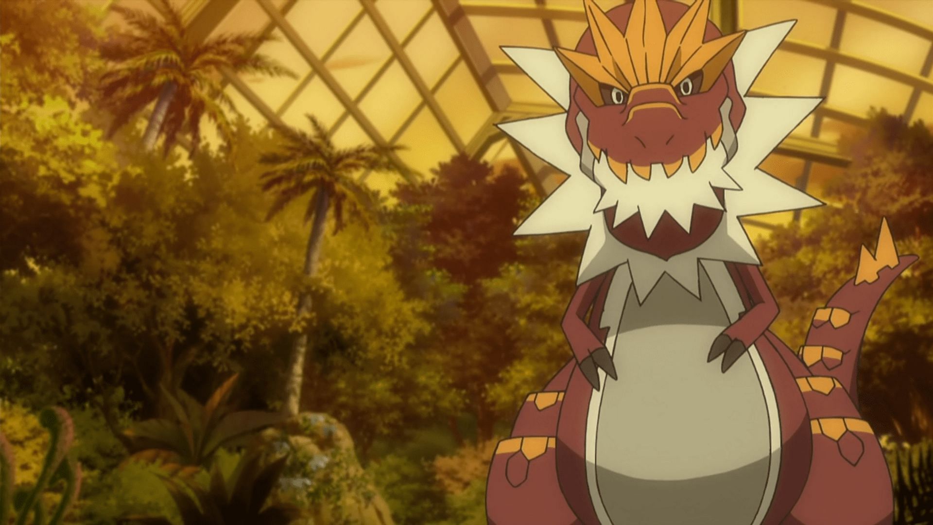 Tyrantrum as it appears in the anime (Image via The Pokemon Company)
