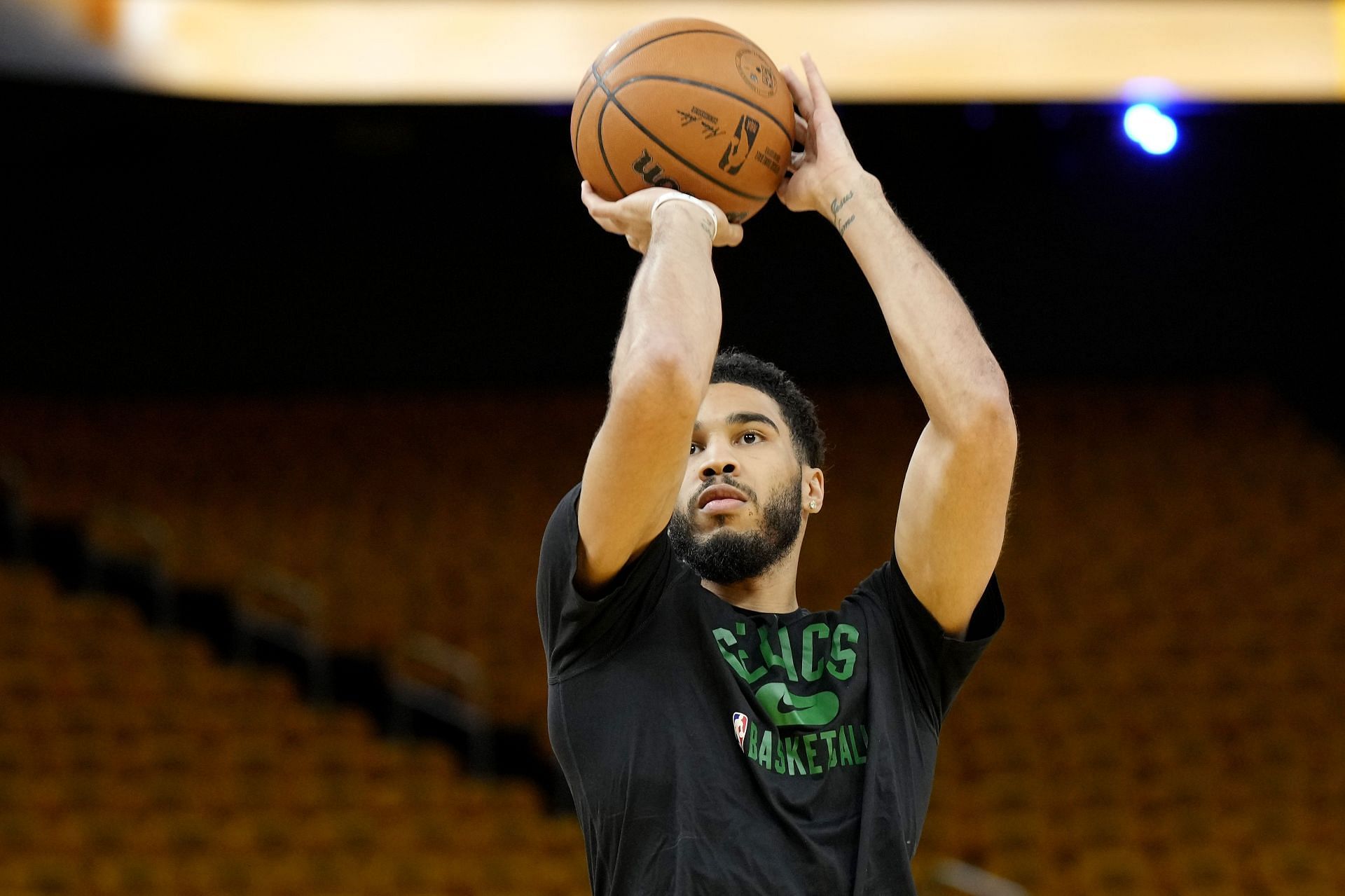 Jayson Tatum warms up ahead of 2022 NBA Finals - Game Two