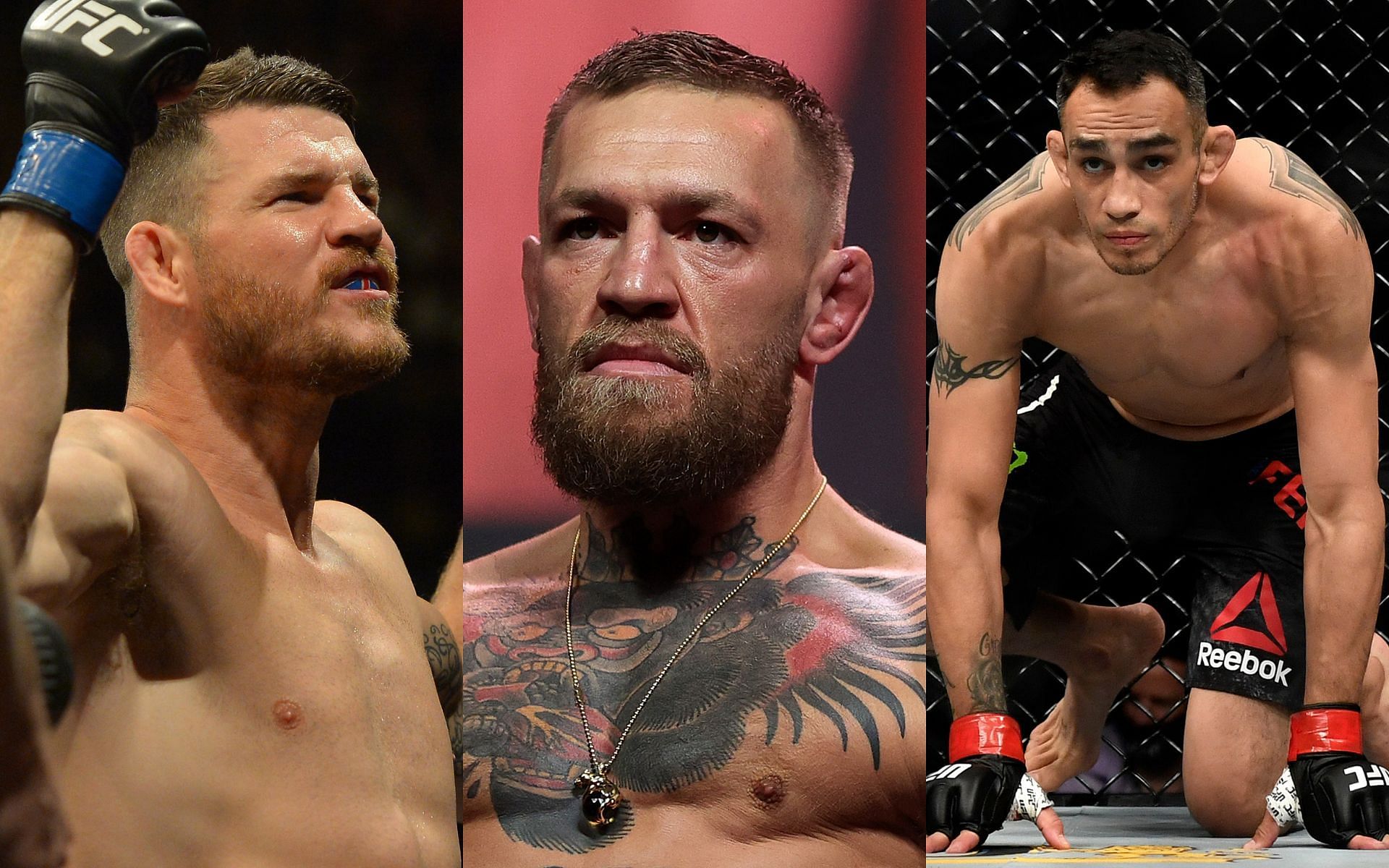Bisping, McGregor, and Ferguson (left, center, and right)