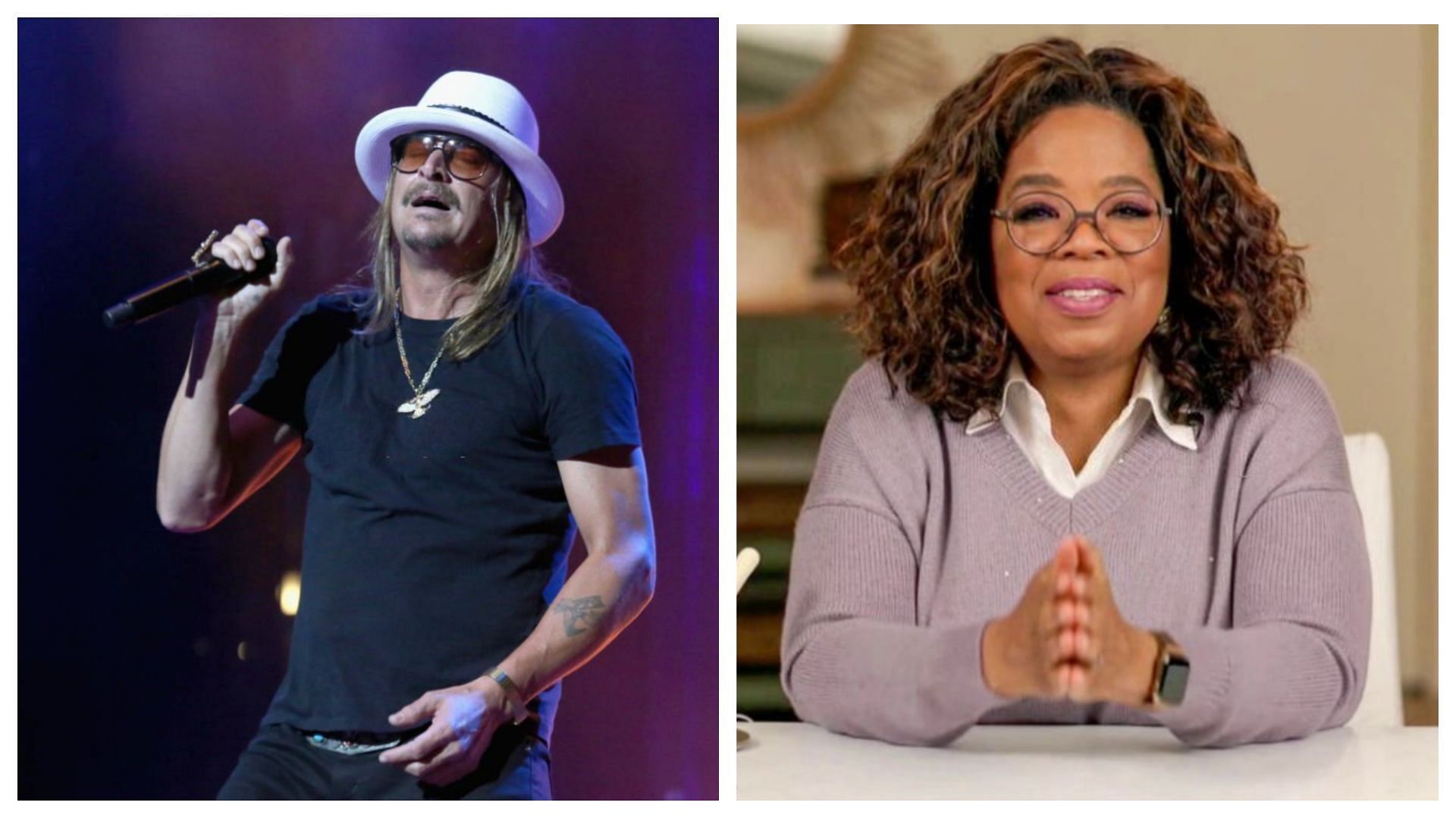 Kid Rock mentioned in his rant that he did not like Oprah Winfrey (Images via Gary Miller and Global Citizen/Getty Images)