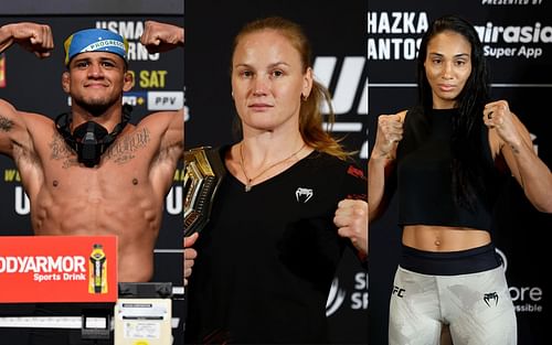 Gilbert Burns (left); Valentina Shevchenko (center); Taila Santos (right)