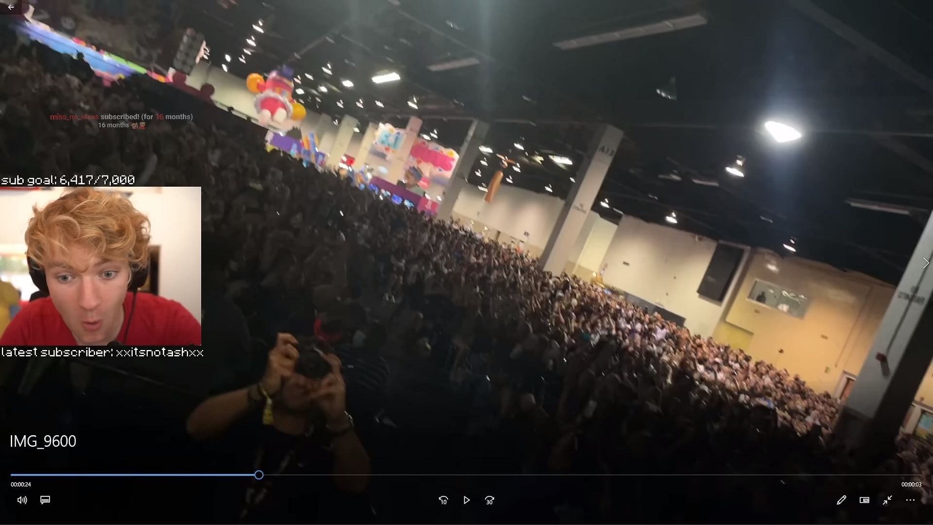 The streamer shows off the video he took during the event (Image via Canooon YouTube)