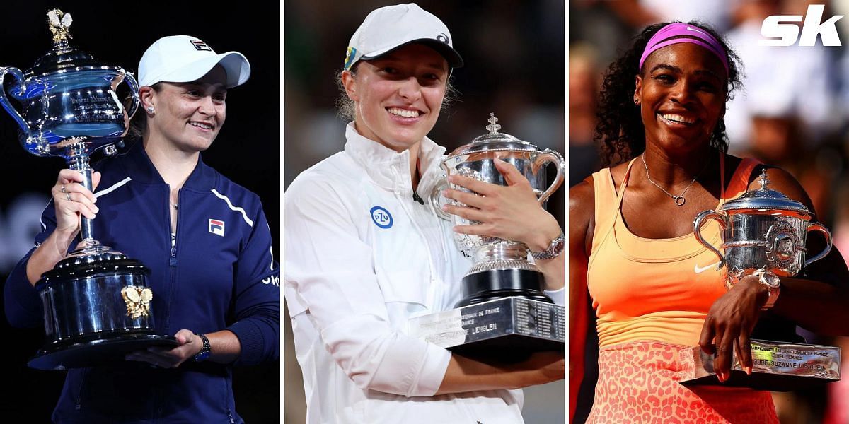 (From L) Ashleigh Barty, Iga Swiatek, and Serena Williams