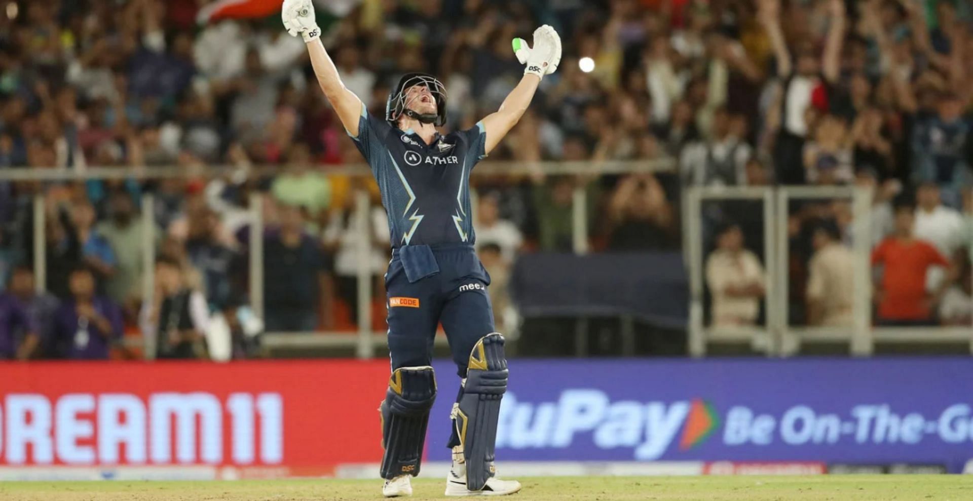David Miller celebrates GT's IPL 2022 win (Credit: BCCI/IPL)