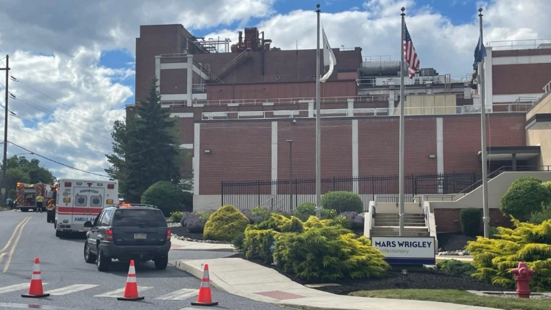 Two workers were hospitalized after falling into a chocolate tank at a Pennsylvania Mars M&amp;M factory on June 9 (Image via ABC27)