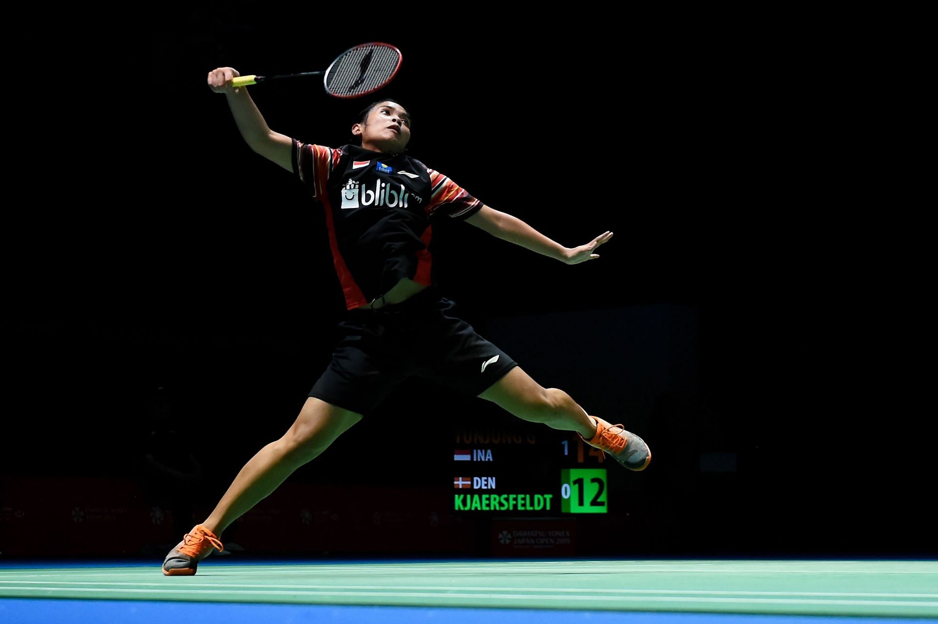 Gregoria Mariska Tunjung aims for a smash at an earlier edition of the Japan Open (Image courtesy: Getty Images)