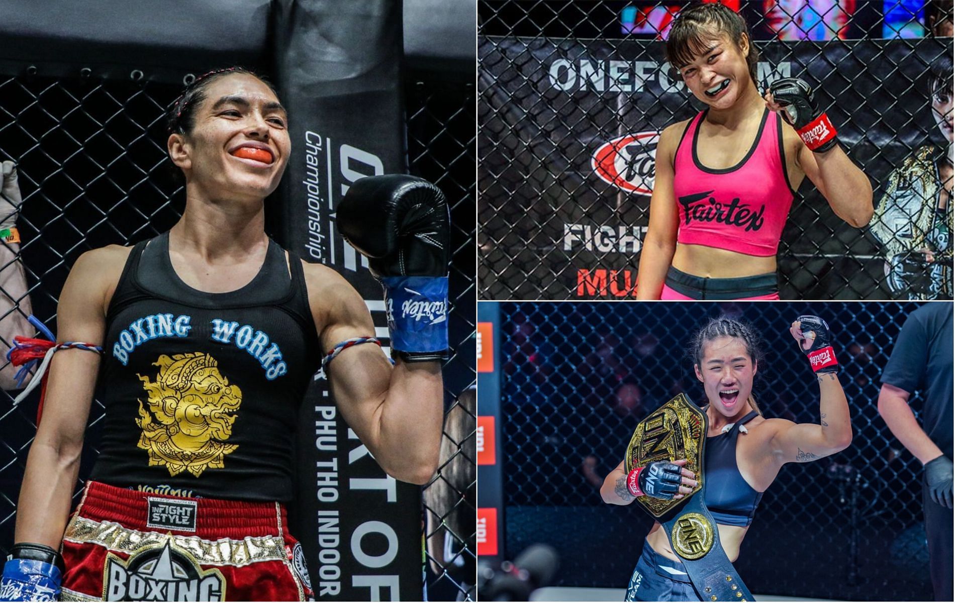 Janet Todd (left), Stamp Fairtex (top right), and Angela Lee (bottom right) [Photo Credit: ONE Championship]