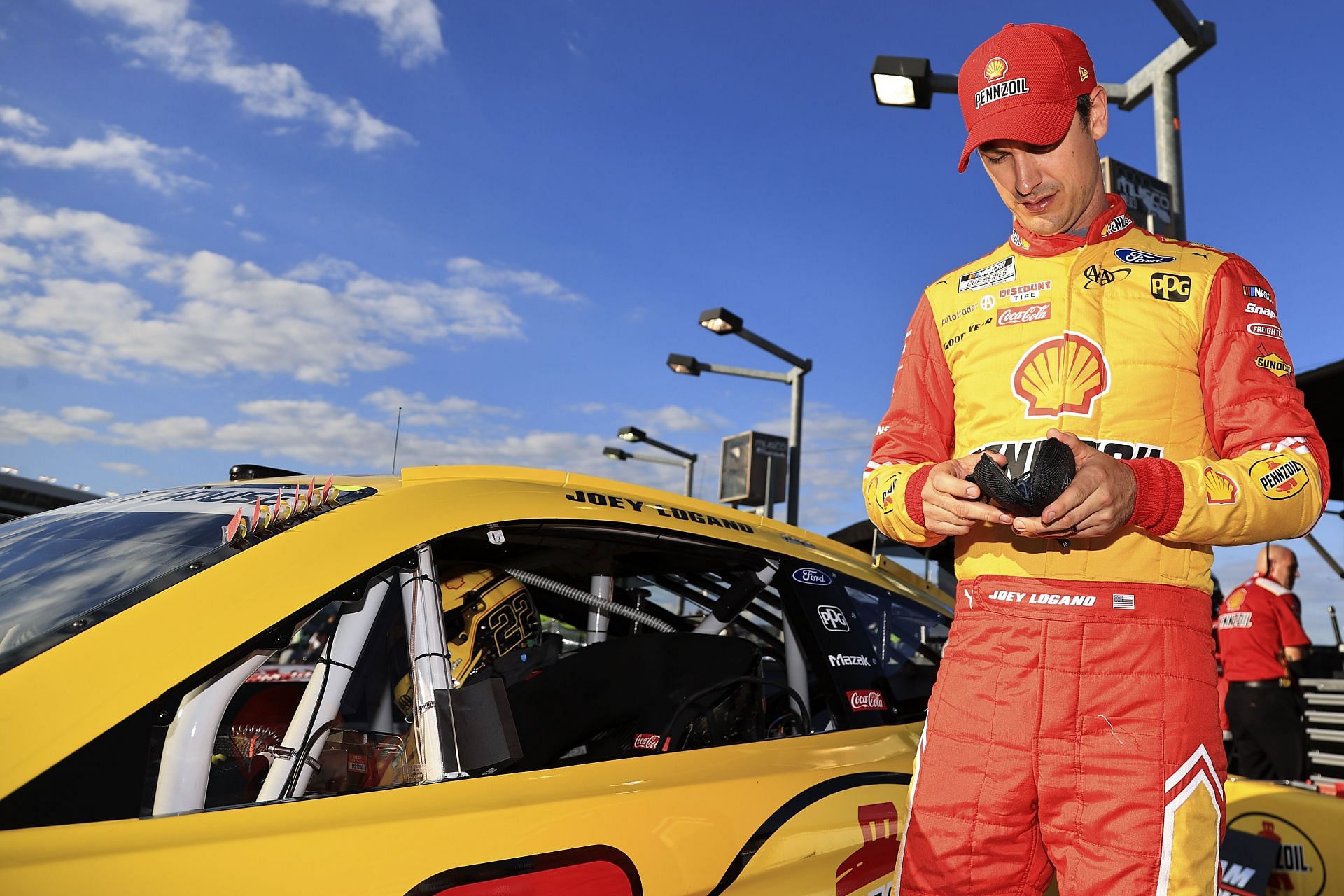 Joey Logano prepares to practice for the NASCAR Cup Series Coca-Cola 600 at Charlotte Motor Speedway.