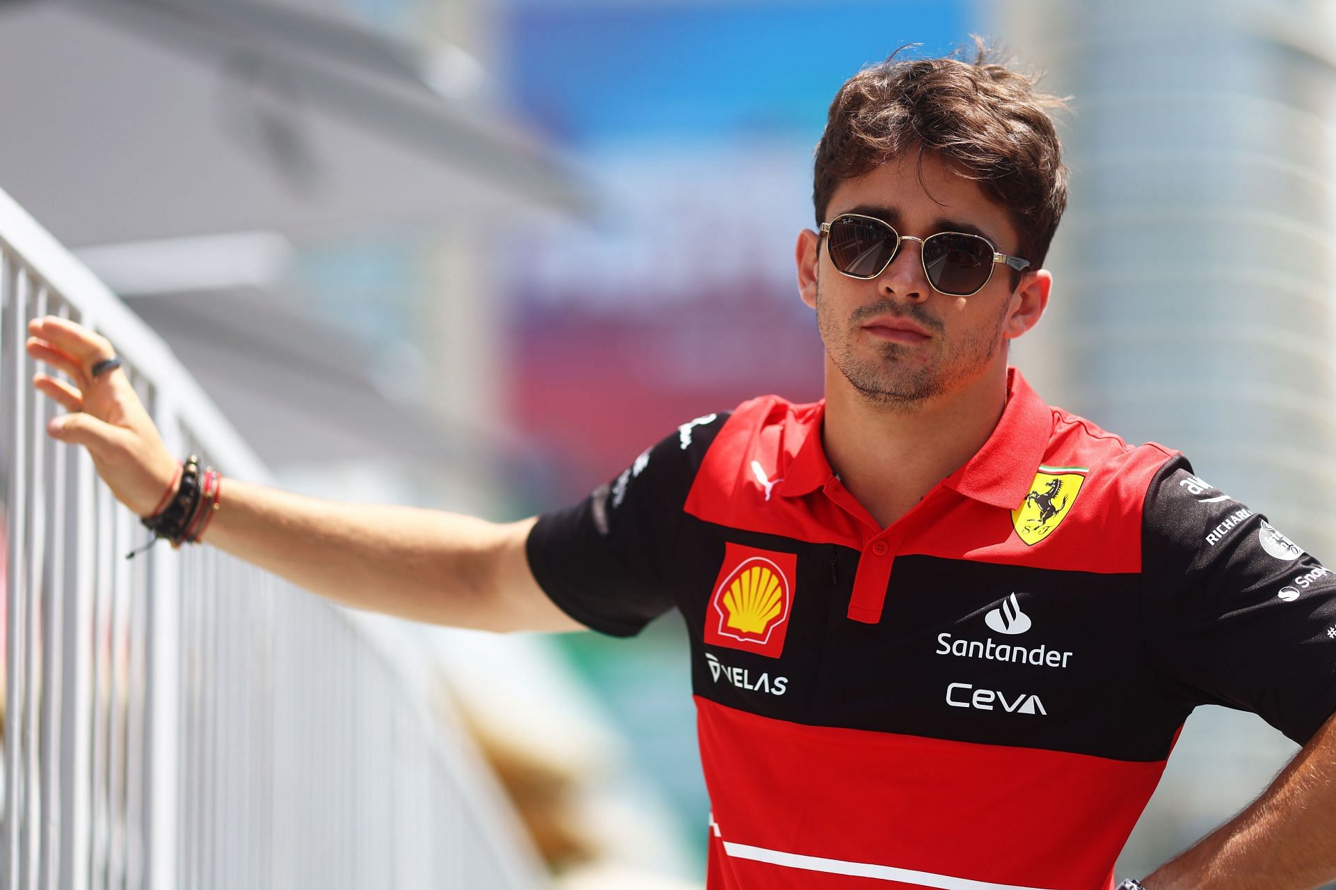 Ferrari driver Charles Leclerc photographed in the paddock during the previews for the 2022 F1 Azerbaijan GP (Photo by Clive Rose/Getty Images)