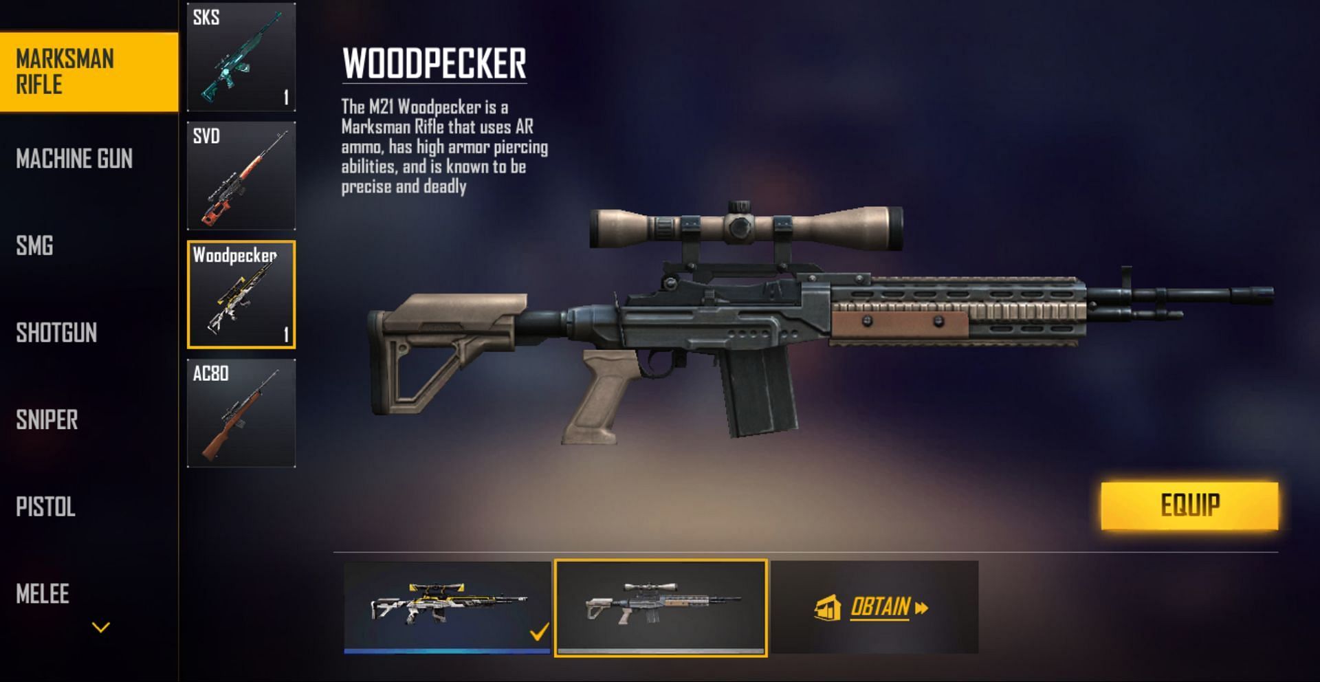  Woodpacker sniper(Image Credit : Garena )