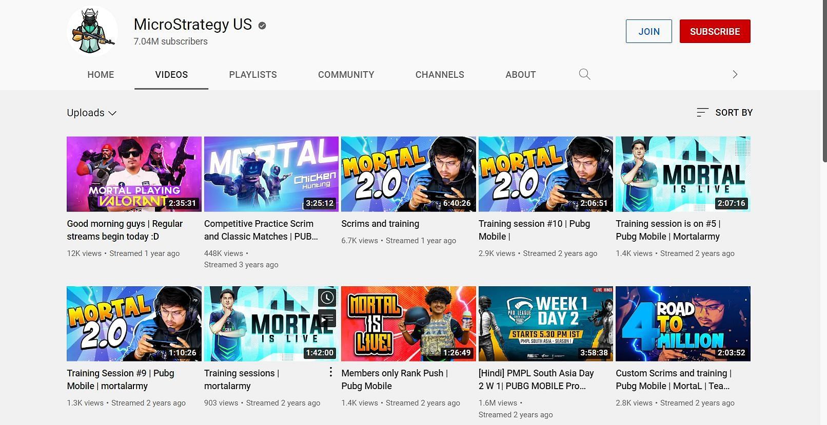 MortaL&#039;s videos have been recovered, but the About and Channels section is still empty (Image via MortaL; YouTube)