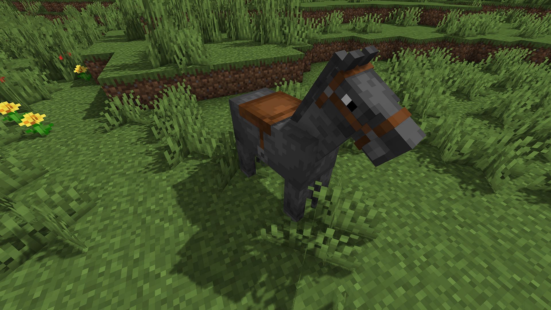 A horse with a saddle on it (Image via Minecraft)