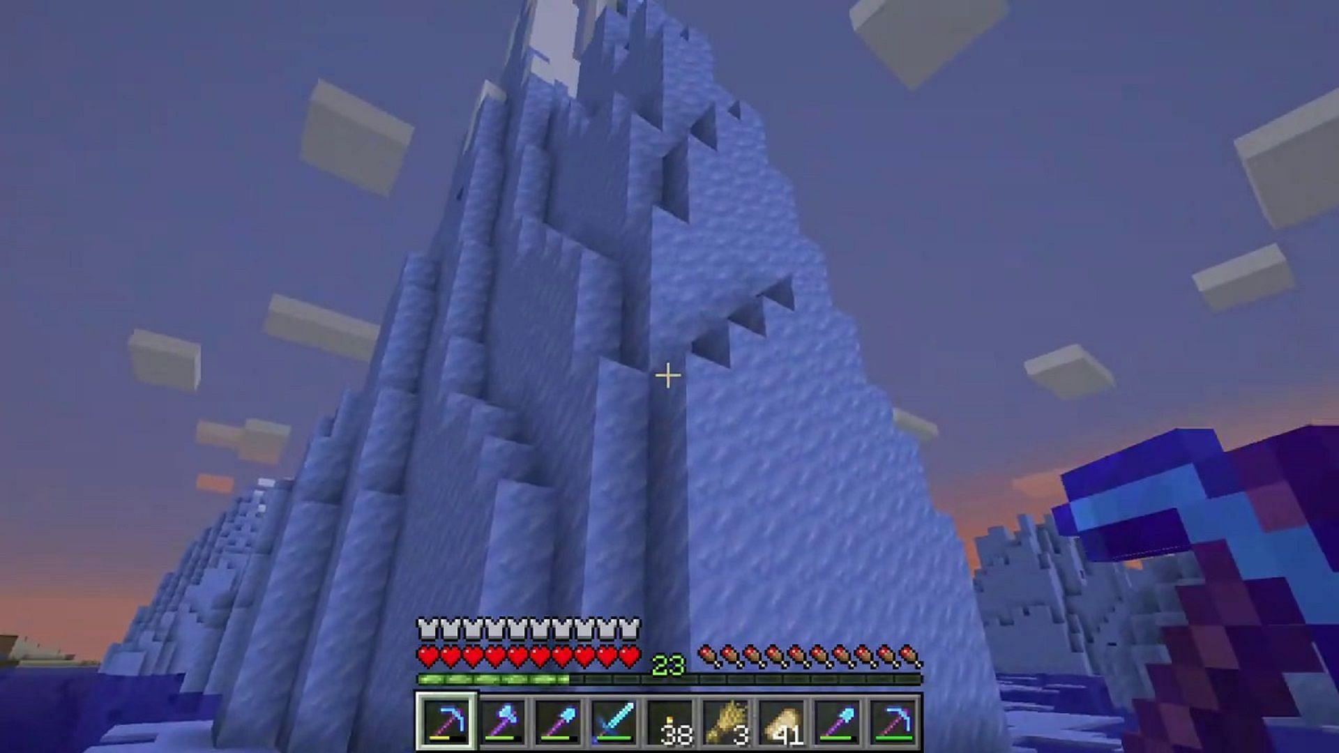 A natural packed ice structure in Minecraft (Image via Waifu Simulator 27/YouTube)