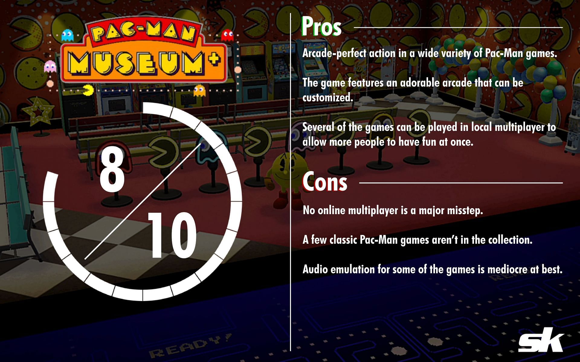 Pac-Man Museum+ is a fantastic collection of games but lacks online multiplayer (Image via Sportskeeda)