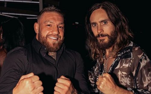 Conor McGregor(L) catches up with Jared Leto(R). [Image credits: @thenotoriousmma via Instagram.]