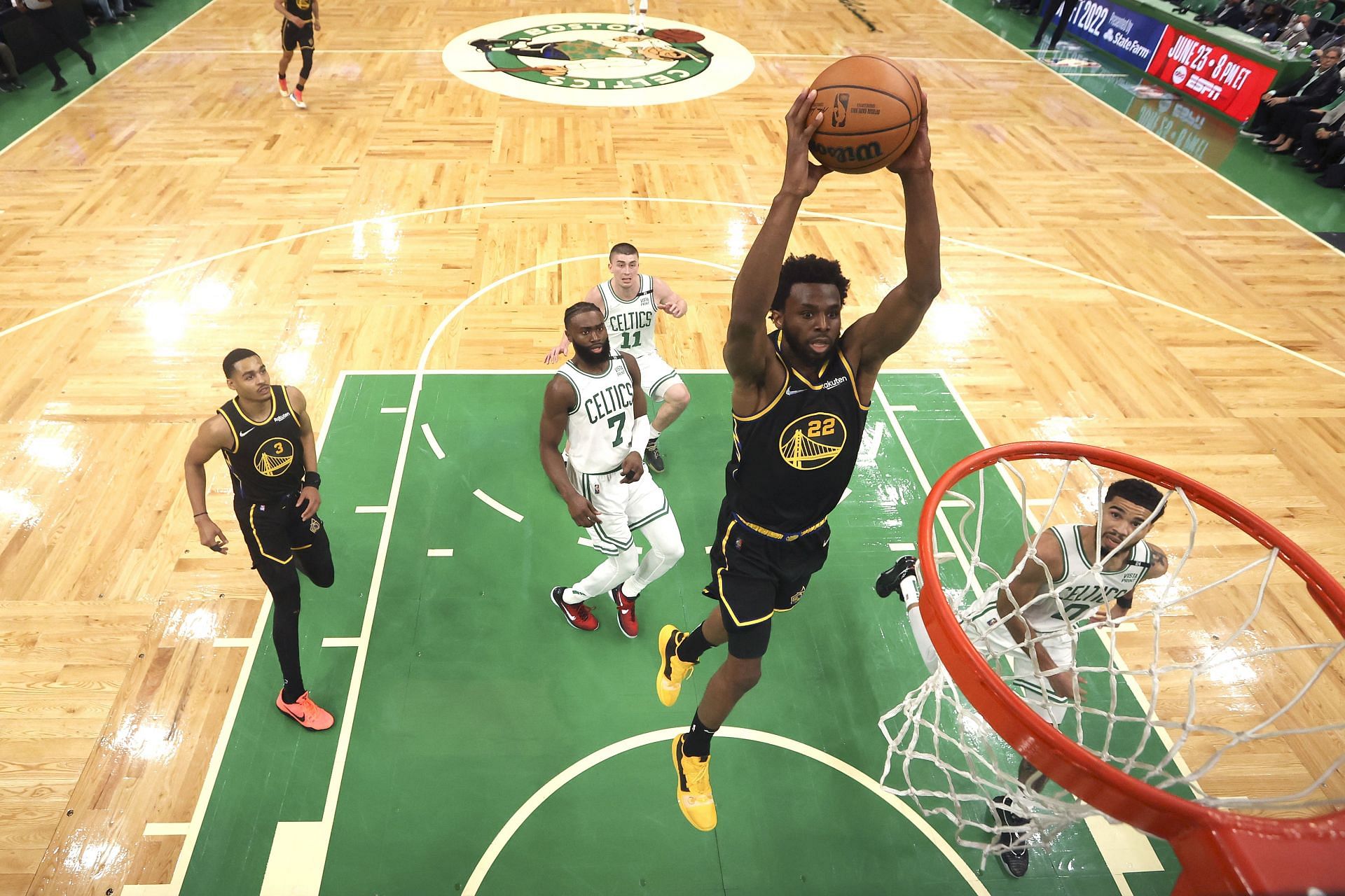 A big game is expected from Andrew Wiggins (#22) in Game 4 between the Golden State Warriors and Boston Celtics