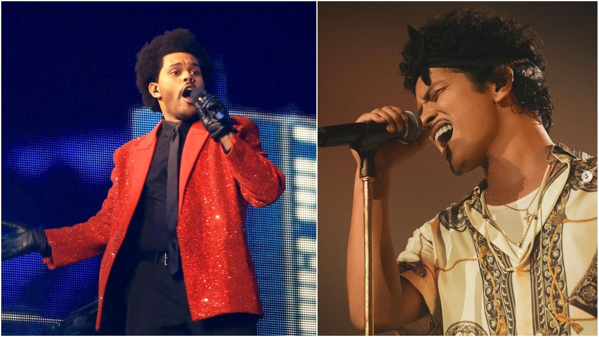 The Weeknd and Bruno Mars were among the winners at the 2022 BET Awards. (Image via Getty and Instagram)