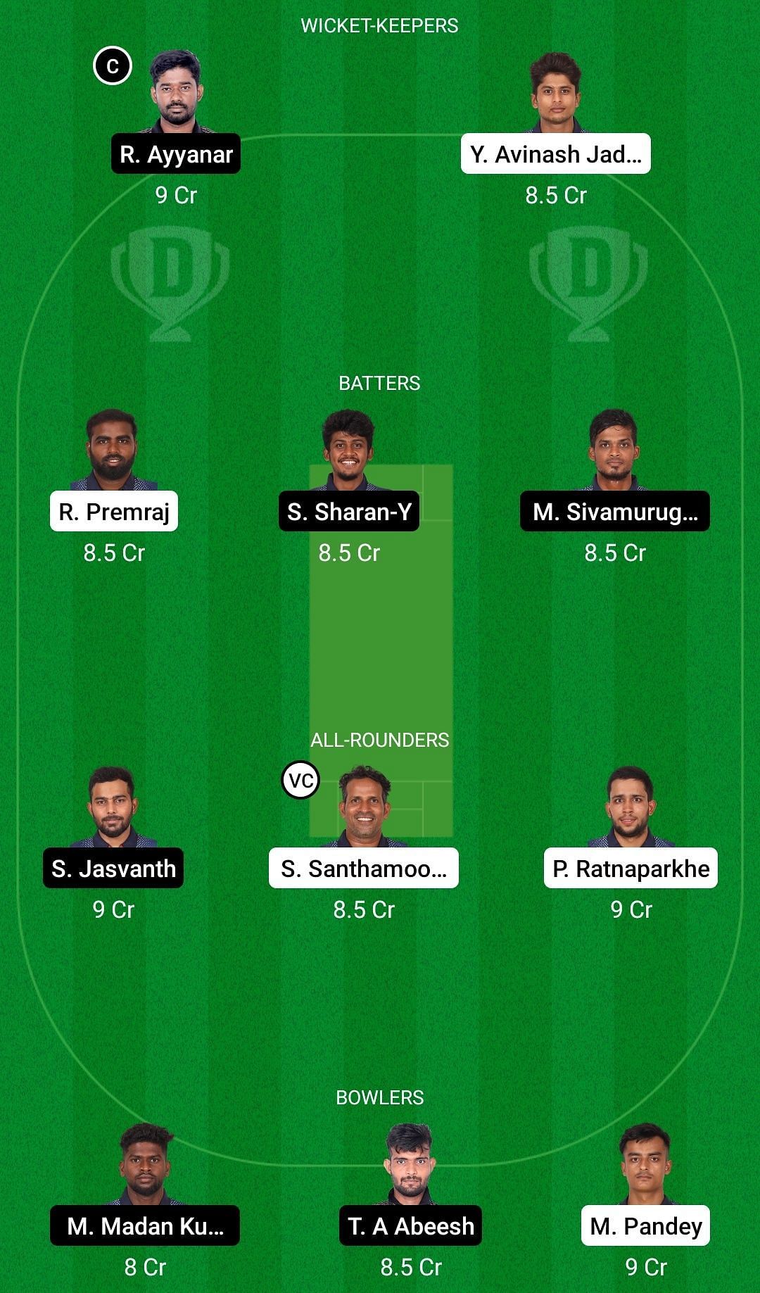 Dream11 Team for Warriors vs Eagles - Pondicherry T10 2022.