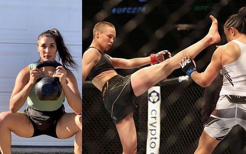 Tatiana Suarez (Left), Rose Namajunas vs. Cara Esparza 2 (Right) (Images courtesy @tatianasuarezufc and Getty)