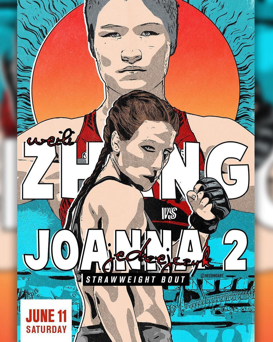 Zhang Weili vs. Joanna Jędrzejczyk will run it back in Singapore [Image via @needingart on Instagram]]