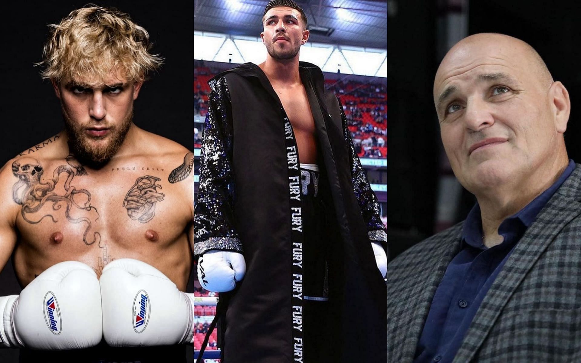 [From left to right] Jake Paul, Tommy Fury and John Fury