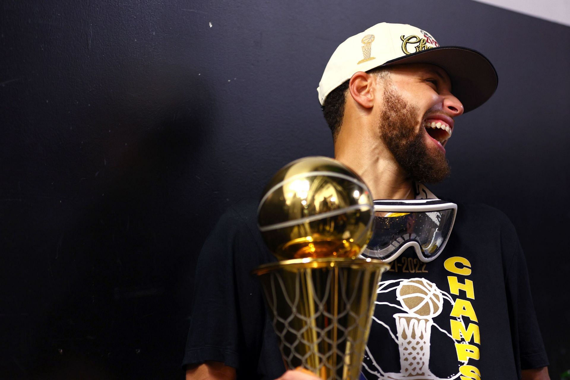 Stephen Curry with his first Finals MVP Award.