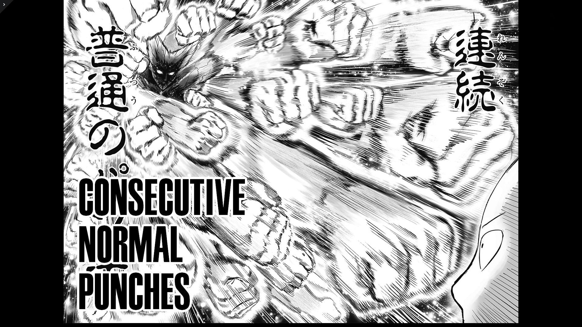 Garou performing consecutive normal punches (Image via Yusuke Murata/Shueisha, Viz, One Punch Man)