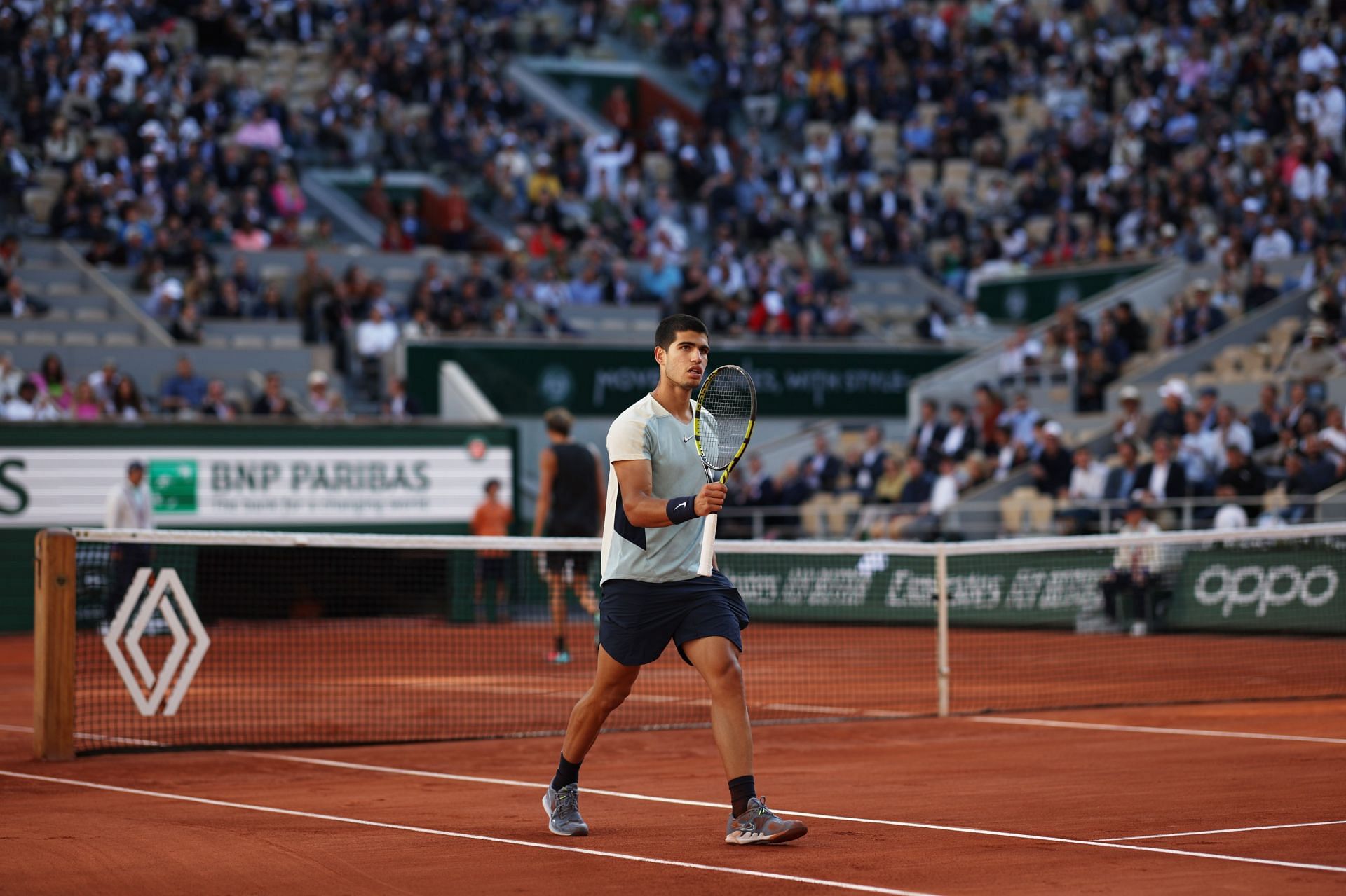 Carlos Alcaraz in action at the 2022 French Open - Day 10