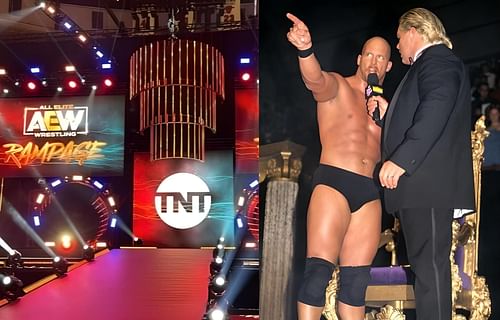 AEW Rampage Stage(L), Steve Austin at King of the Ring 1996(R)