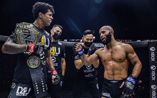 Adriano Moraes (left) says another win over Demetrious Johnson (right) would be monumental for his career [Photo via ONE Championship]