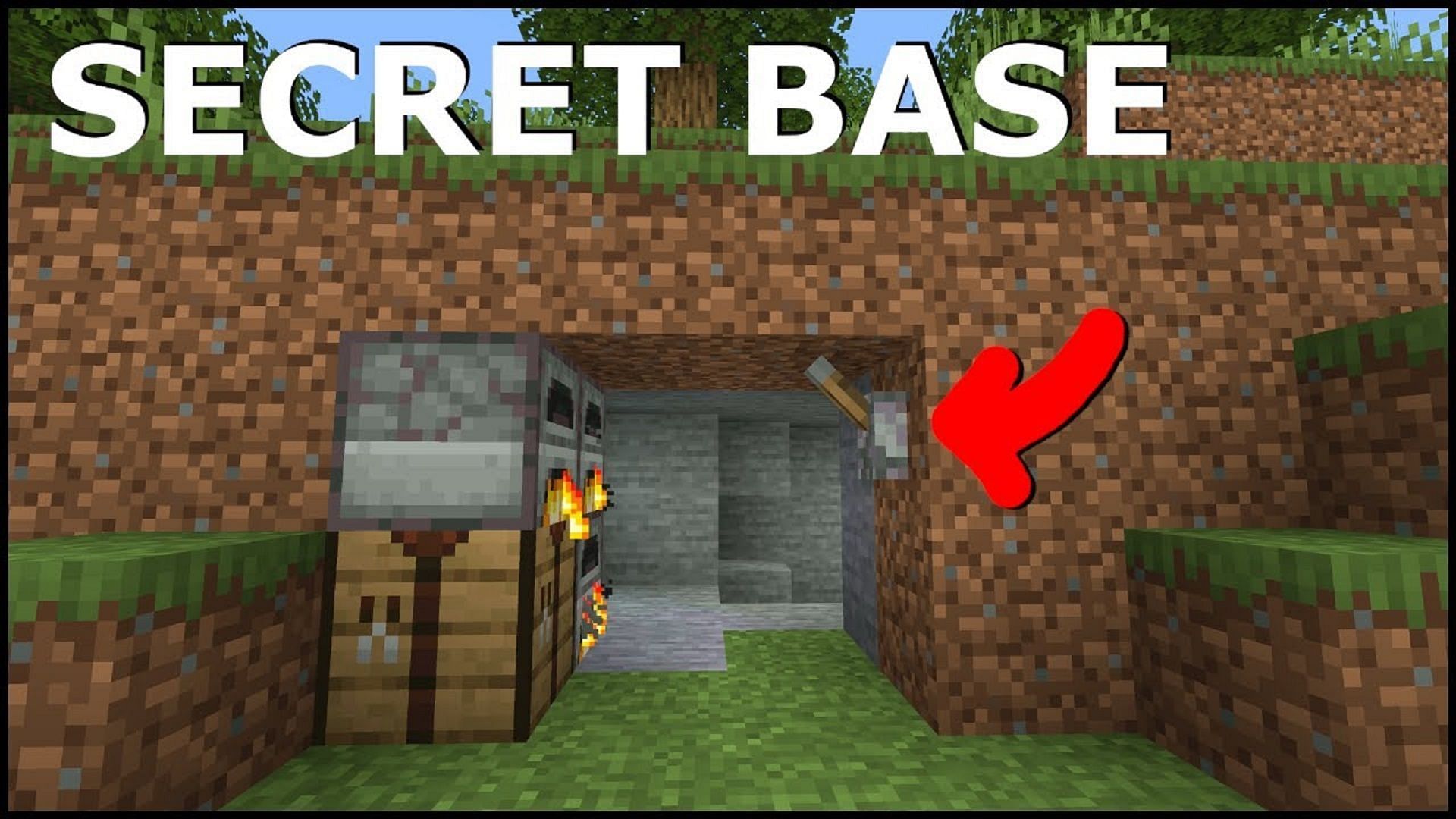 A lever-activated Minecraft base (Image via BBlocks/YouTube)