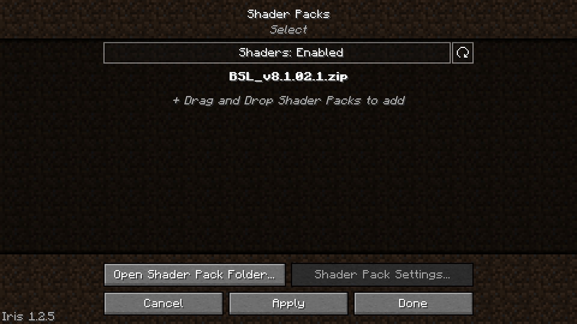 Shader tab in video settings (Image via Mojang)