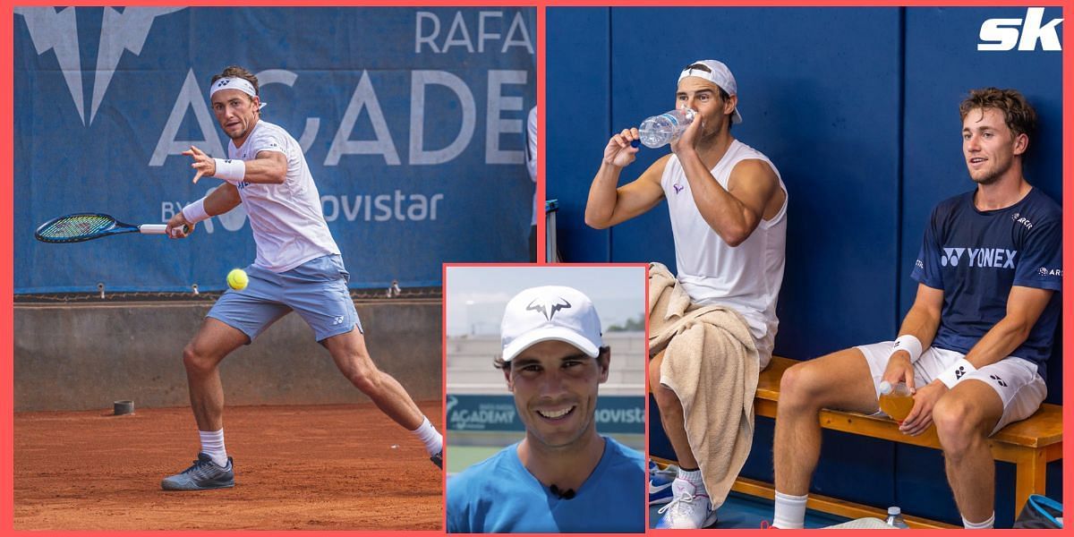 Casper Ruud and Rafael Nadal during the Norwegian&#039;s time at the Rafa Nadal Academy in Mallorca