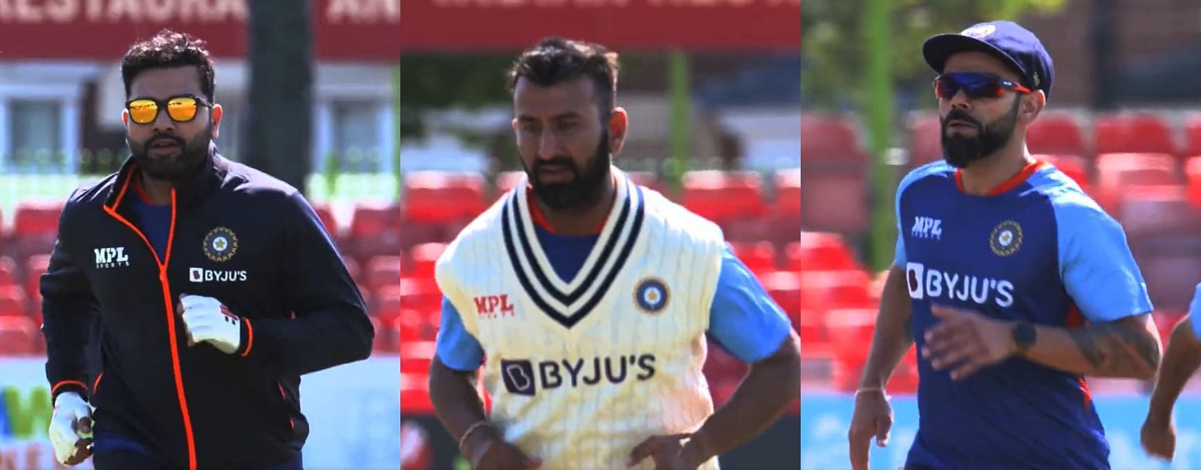 (LtoR) Rohit Sharma, Cheteshwar Pujara, and Virat Kohli. Pic: BCCI